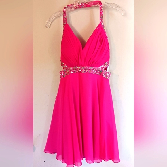Prom Party Dress Mini Crystal Doll Pink‎ w Sparkles NWT Junior - Picture 1 of 10
